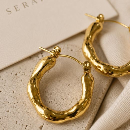 Molten Twist Hoops — 18k gold-plated