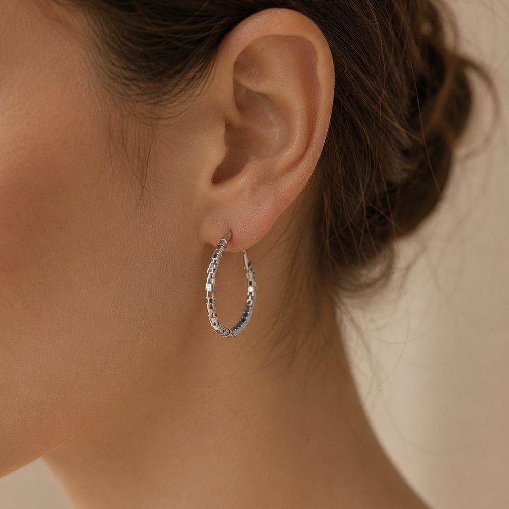 Diamond-Cut Hoops · Silver — view 3