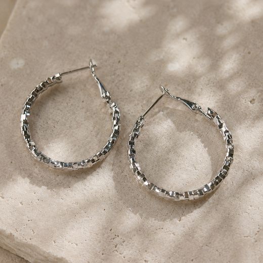 Diamond-Cut Hoops · Silver — Rhodium-plated