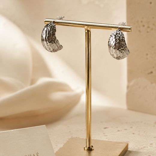 Molten Dome Huggies · Silver — Rhodium-plated