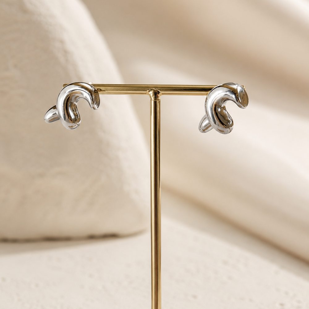Twisted Knot Studs · Silver — view 1