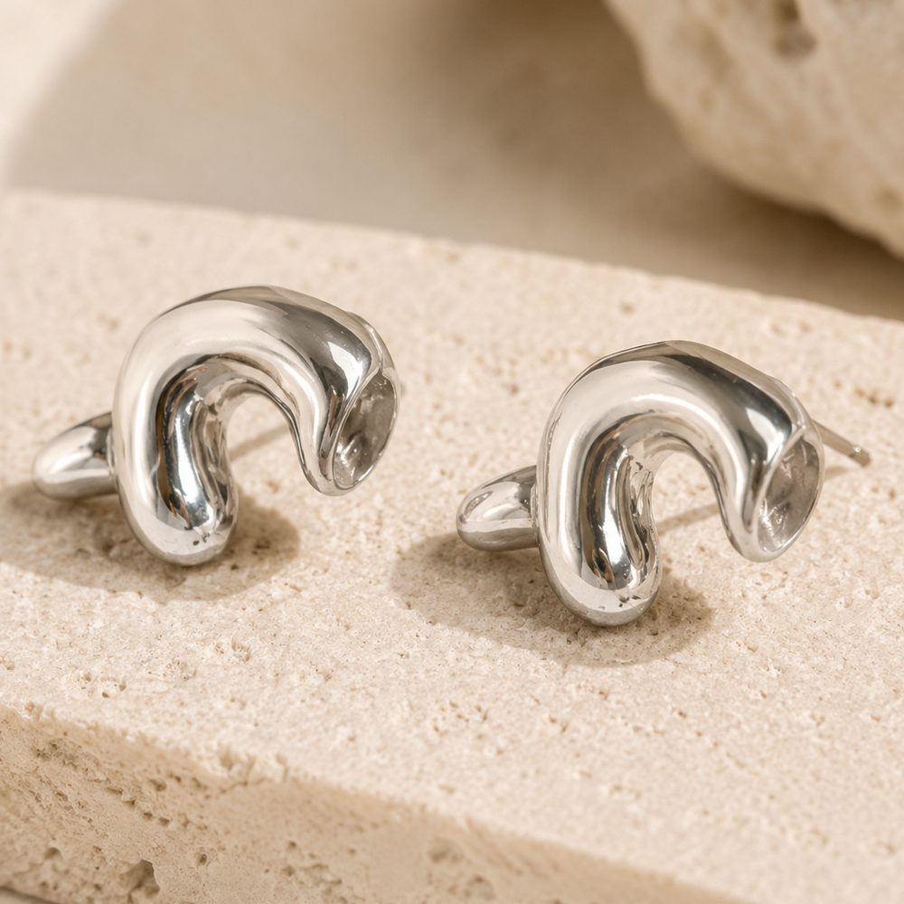 Twisted Knot Studs · Silver — view 2