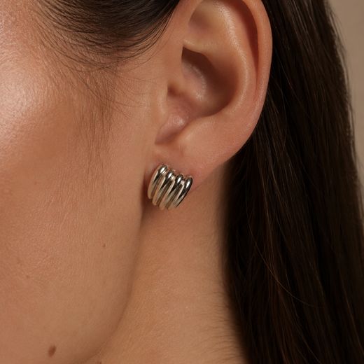 Fluted Ribbon Huggies · Silver — Rhodium-plated