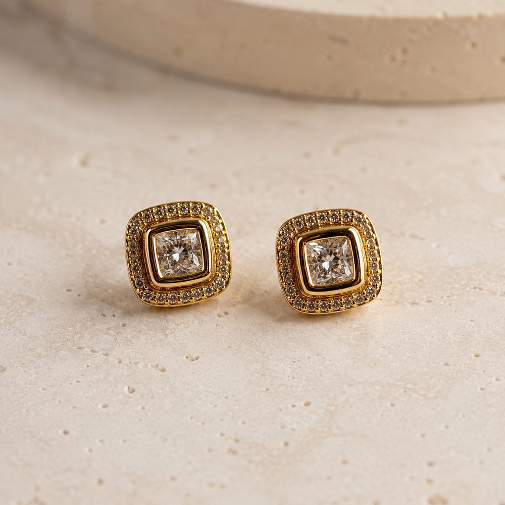 Vintage Square Studs — view 1