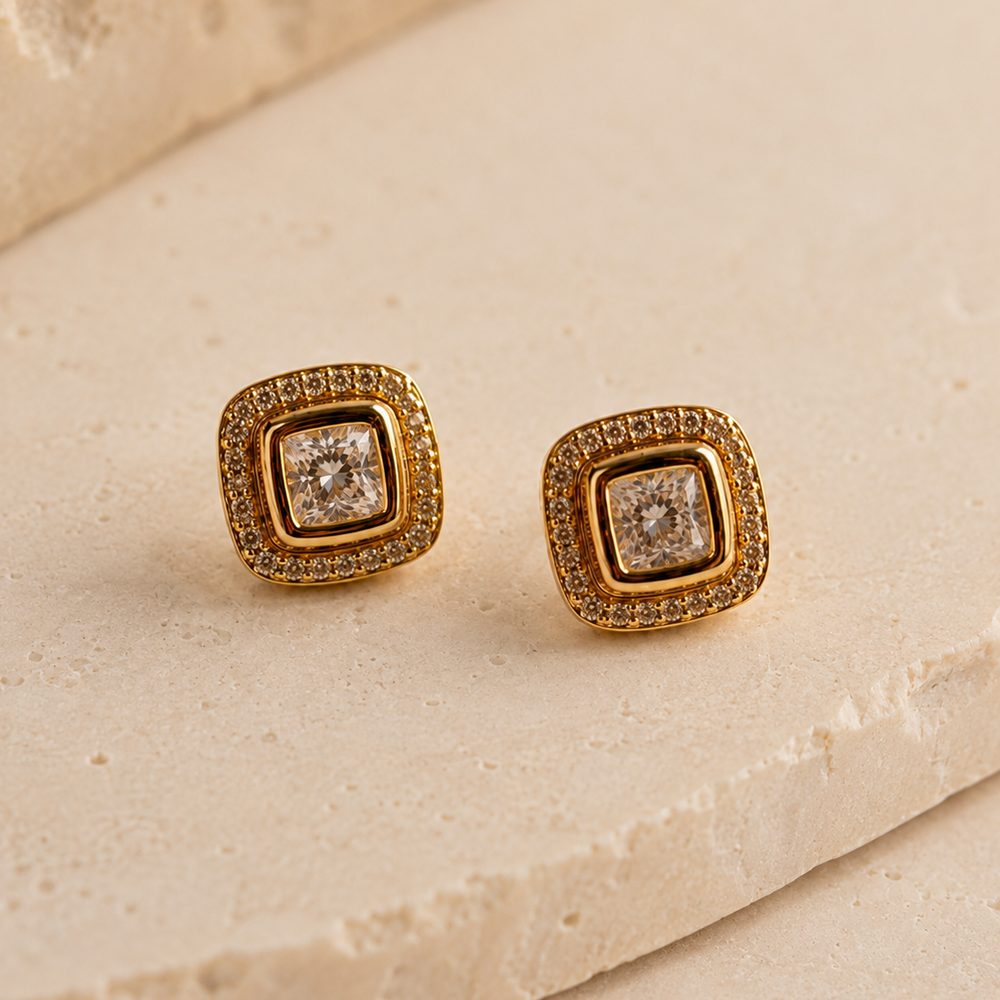 Vintage Square Studs — view 3