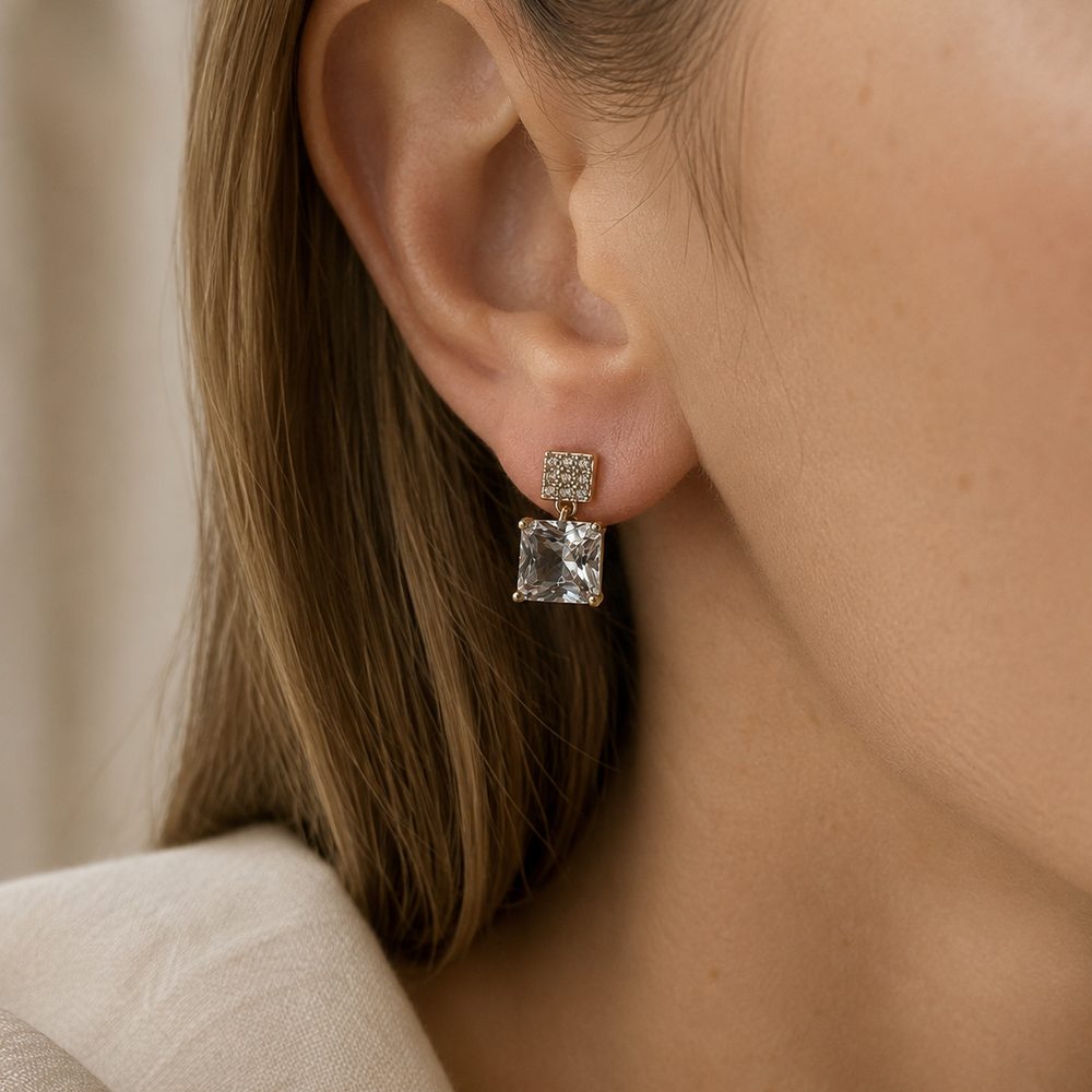 Emerald-Cut Drop Earrings — view 3