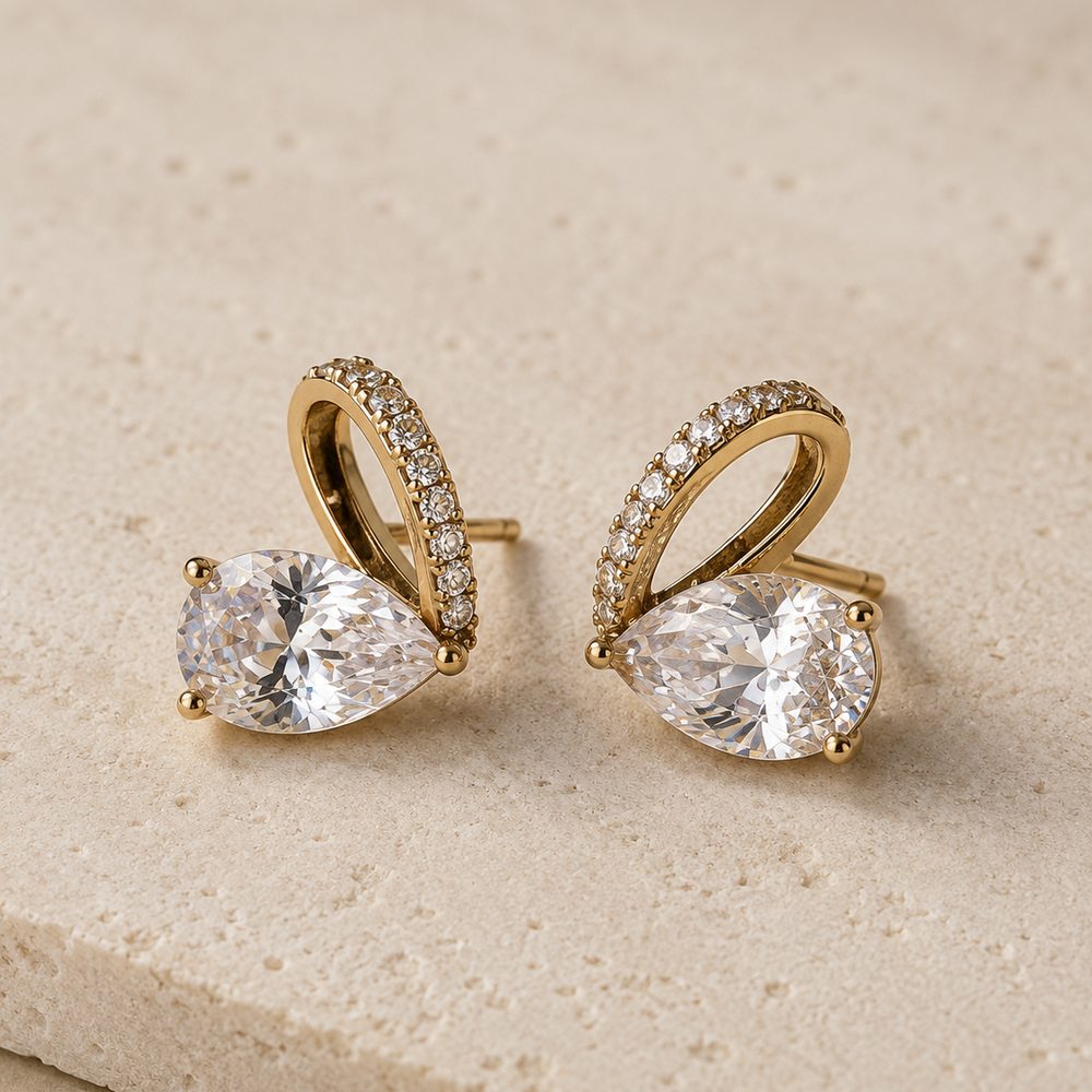 Ribbon Pear Studs — view 1