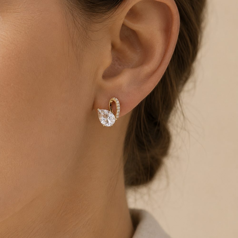 Ribbon Pear Studs — view 2