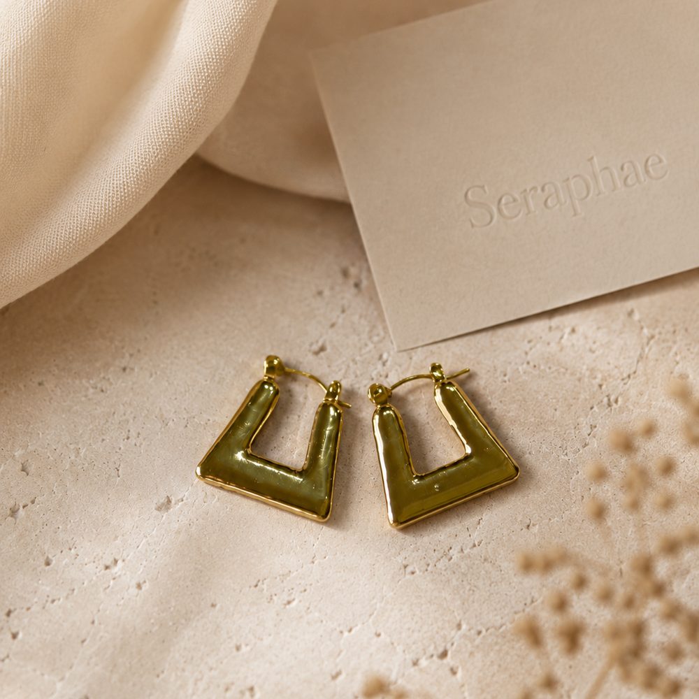 Trapezoid Huggie Hoops — view 3
