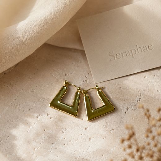 Trapezoid Huggie Hoops — 18k gold-plated