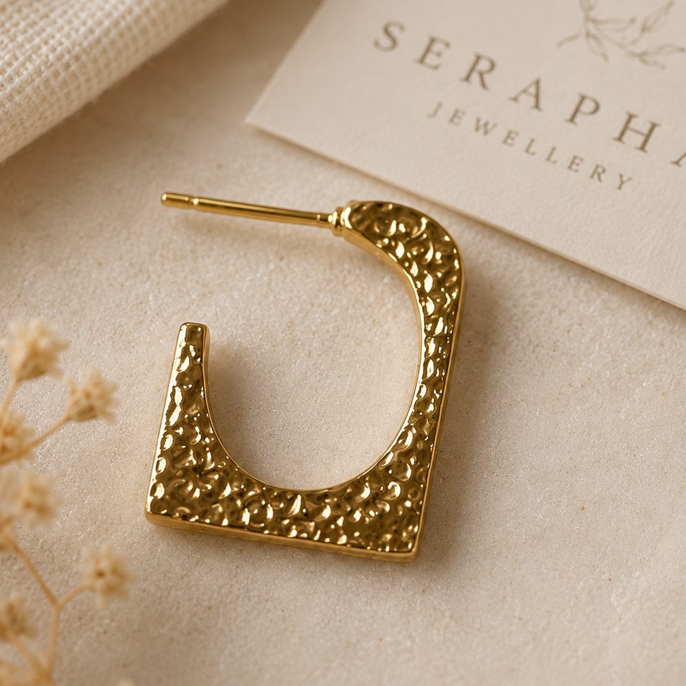 Hammered Angular Hoops — view 2