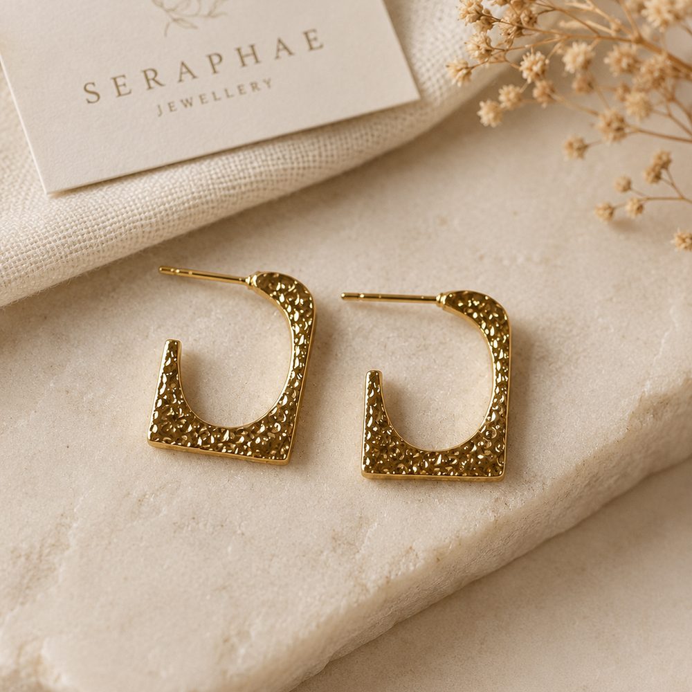 Hammered Angular Hoops — view 3