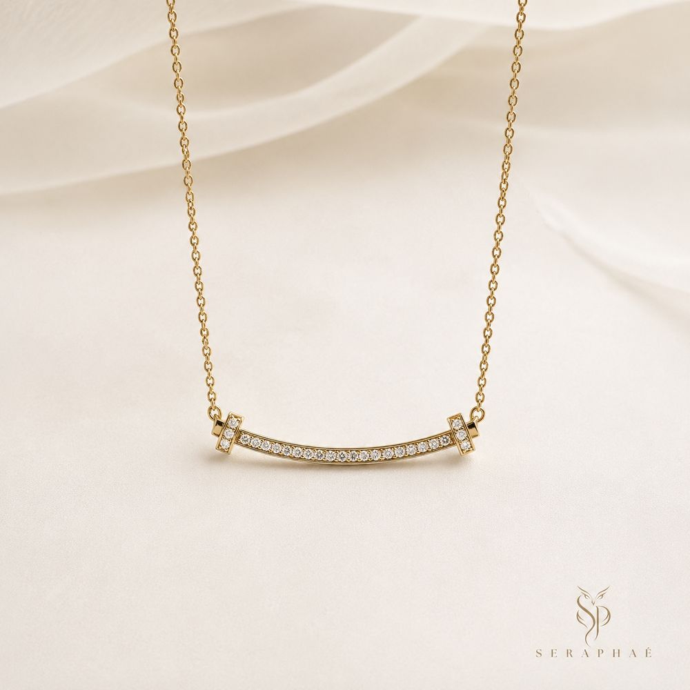 Pavé Smile Bar Necklace — view 1