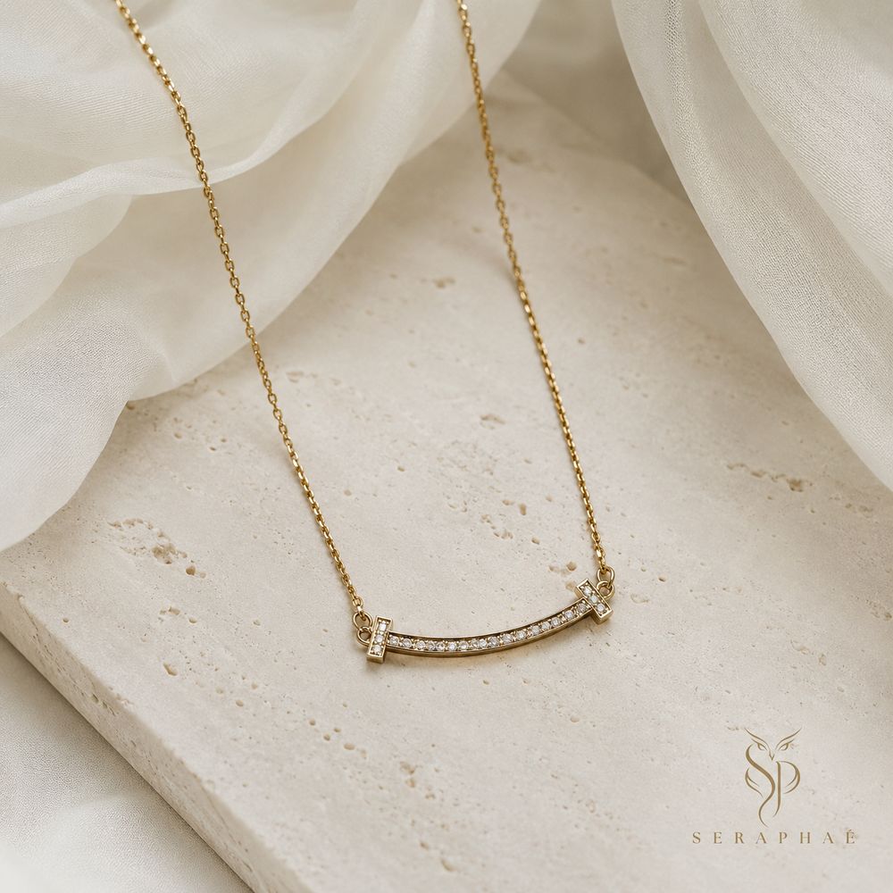 Pavé Smile Bar Necklace — view 3