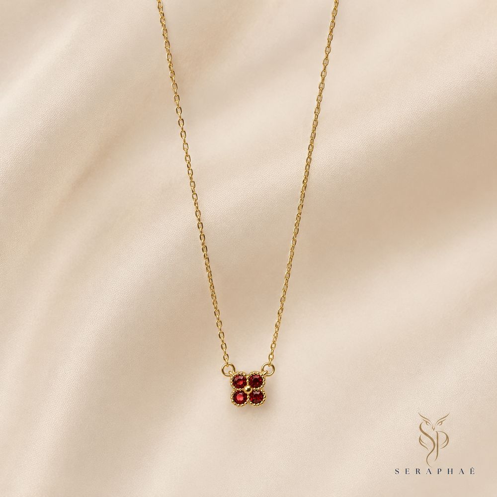 Ruby Clover Cluster Pendant — view 1