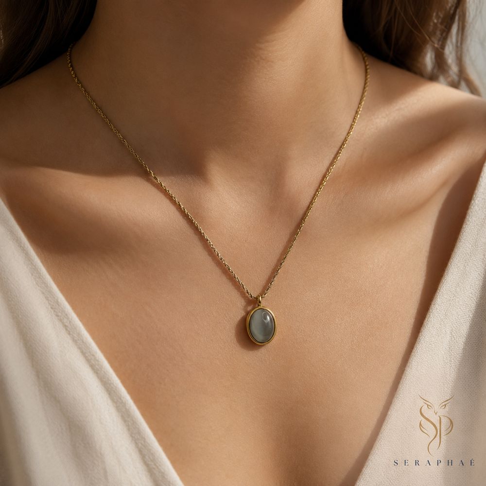Oval Moonstone Pendant — view 2