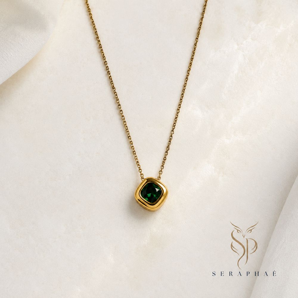Emerald Cushion Pendant — view 1