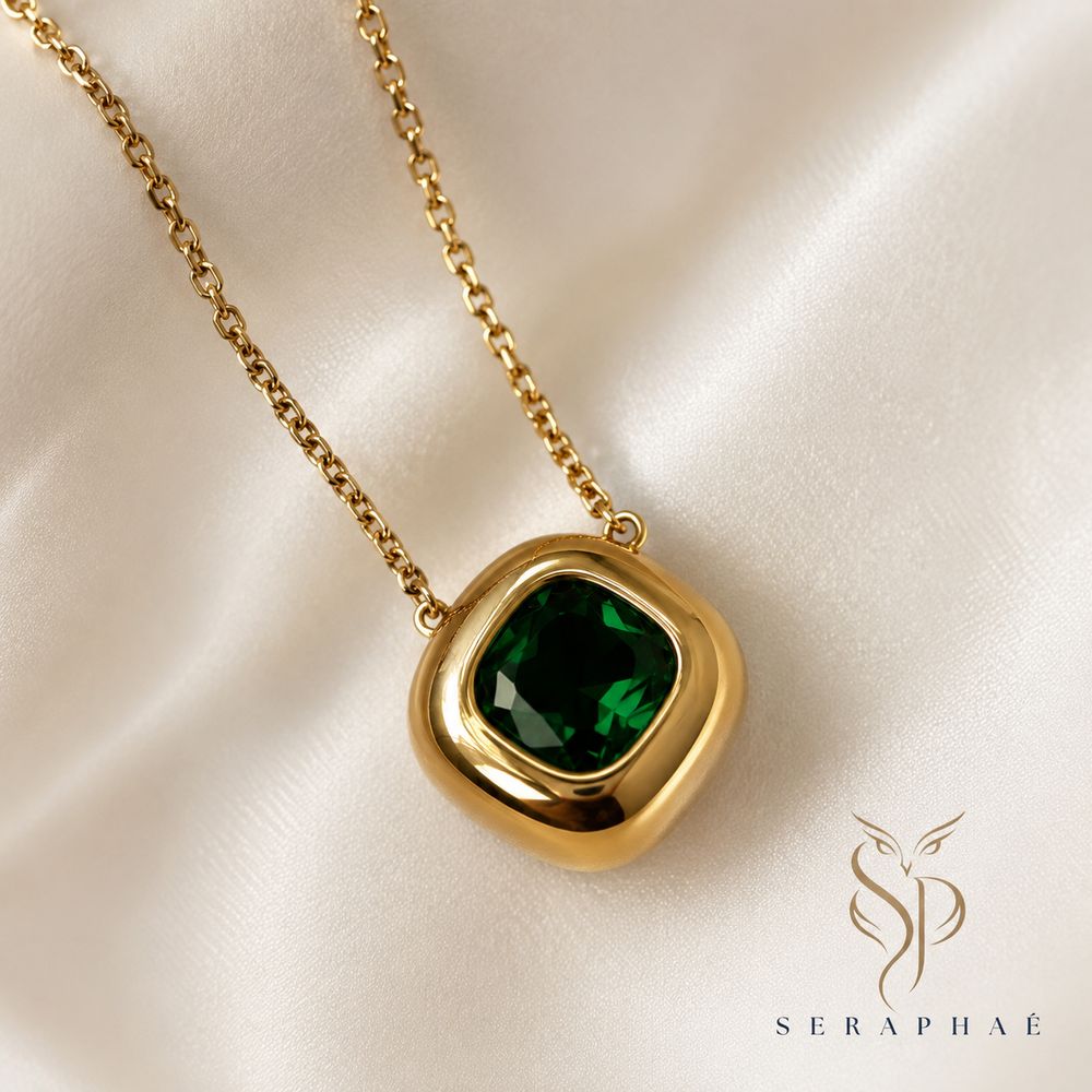 Emerald Cushion Pendant — view 3