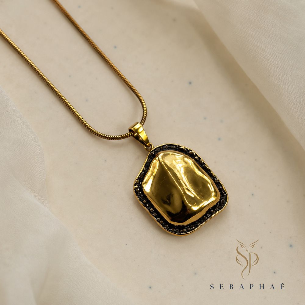 Hammered Gold Tag Pendant — view 2