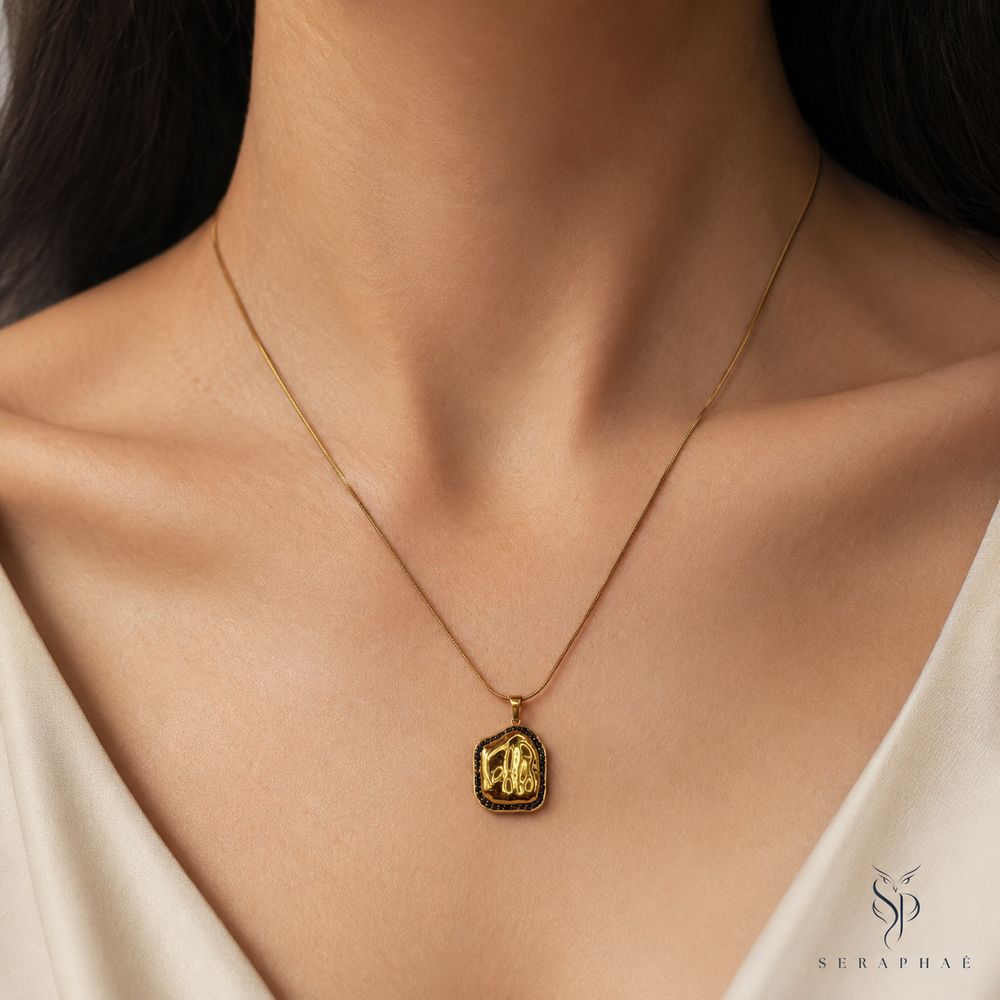 Hammered Gold Tag Pendant — view 3