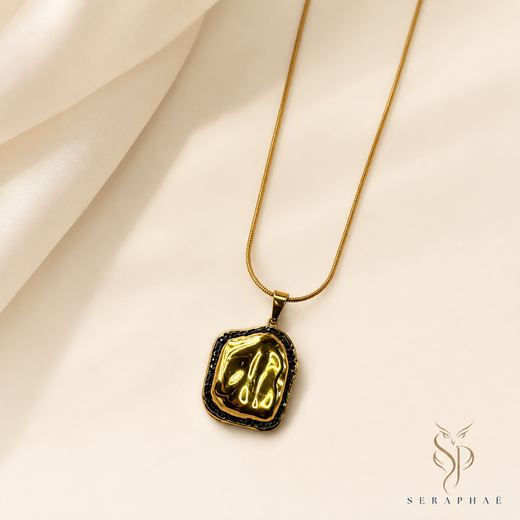 Hammered Gold Tag Pendant — 18k gold-plated brass