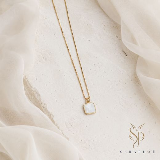 Mother-of-Pearl Square Pendant — 18k gold-plated · mother-of-pearl