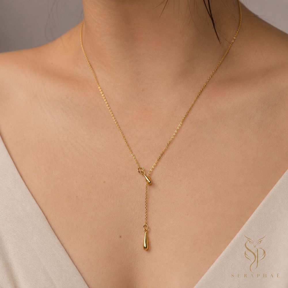 Golden Teardrop Lariat — view 2