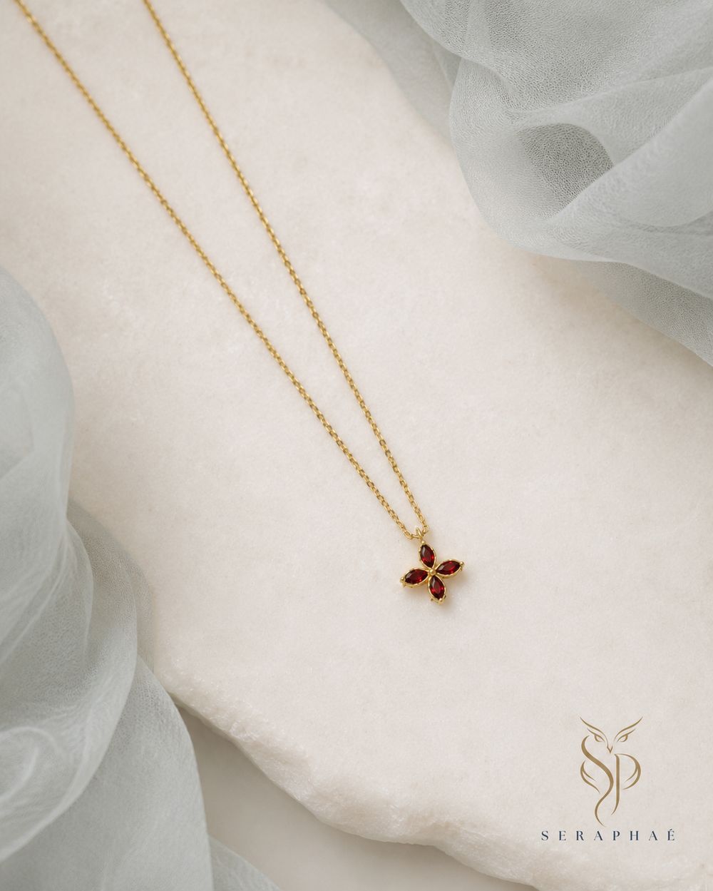 Ruby Petal Blossom Pendant — view 2