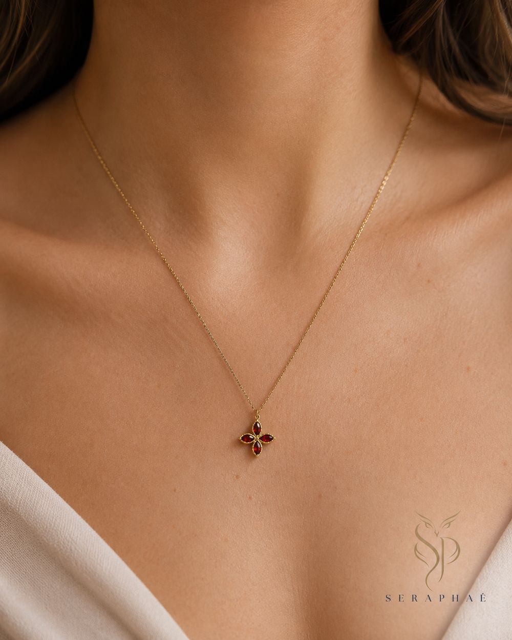 Ruby Petal Blossom Pendant — view 3