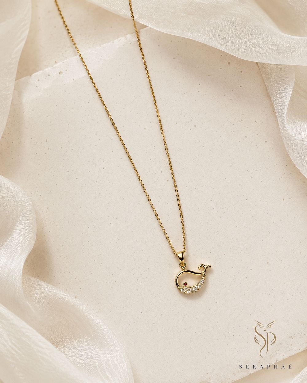 Pavé Swan Pendant — view 2