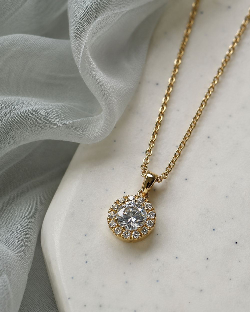 Halo Solitaire Pendant — view 2