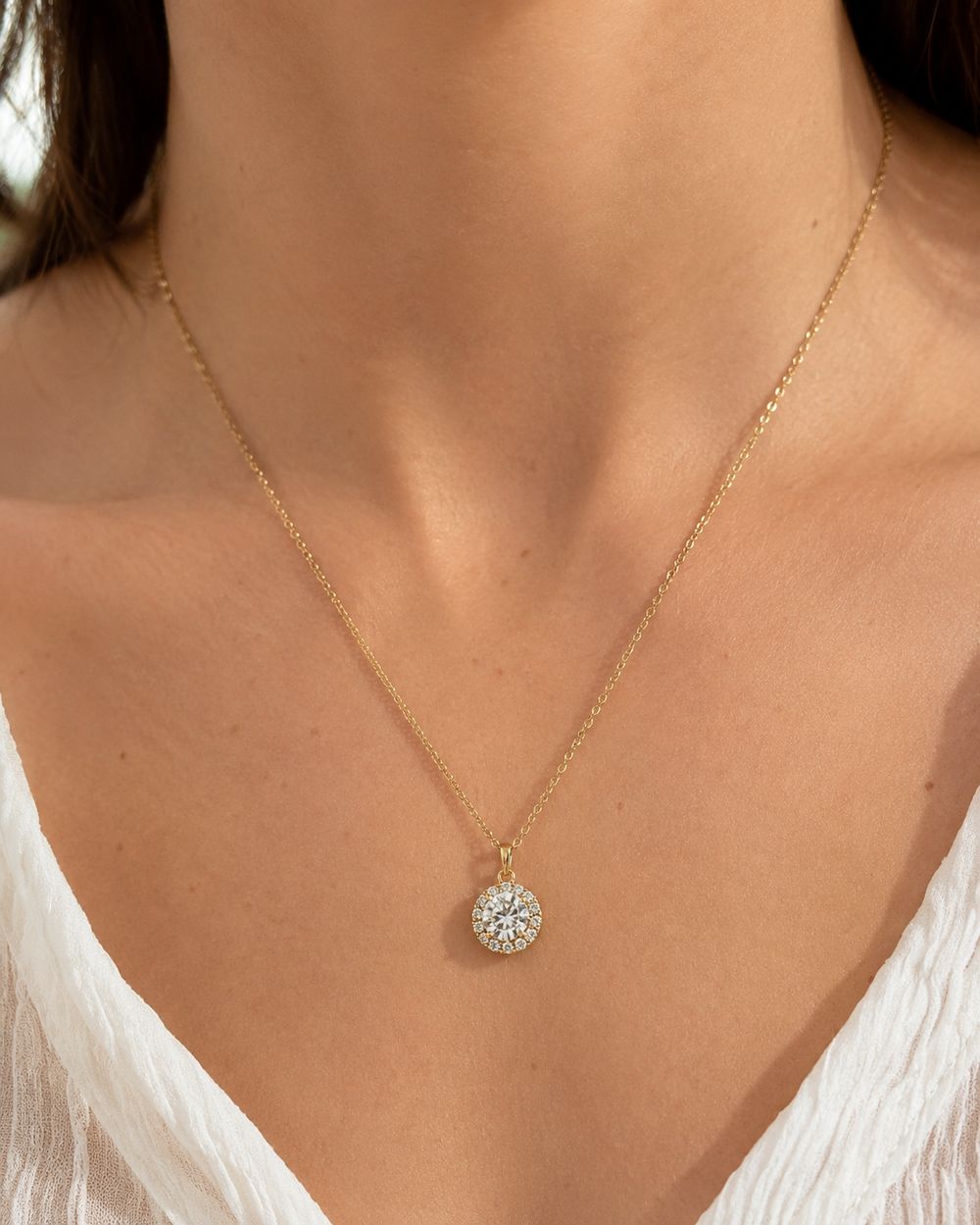 Halo Solitaire Pendant — view 3