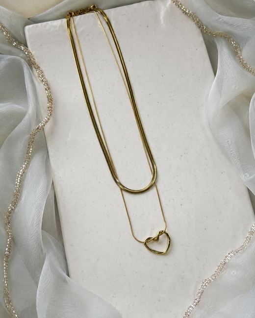 Layered Heart Chain — 18k gold-plated brass