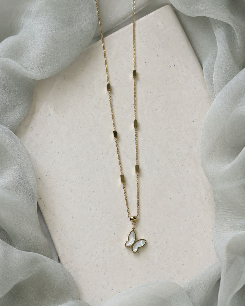 Mother-of-Pearl Butterfly Necklace — view 1