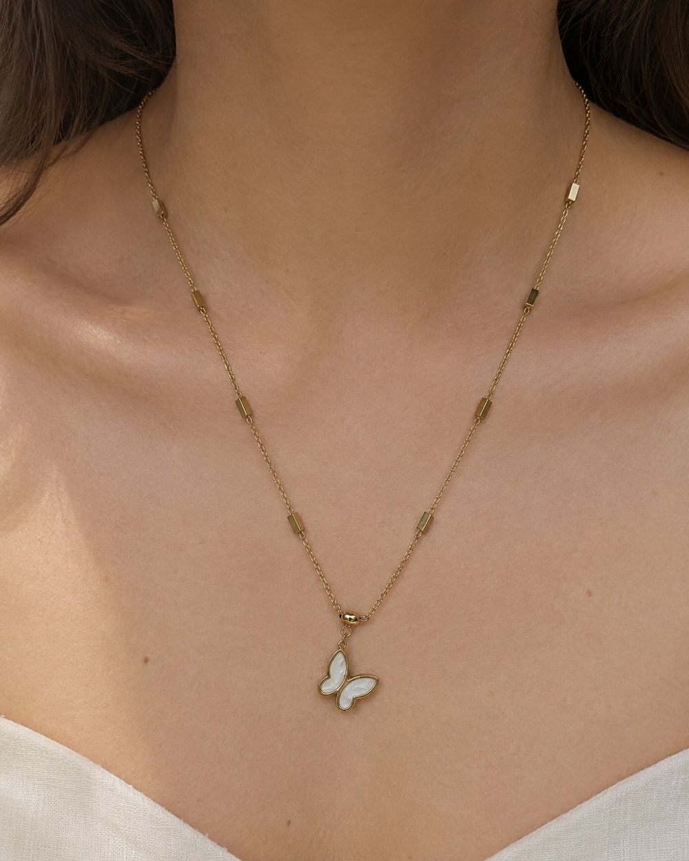 Mother-of-Pearl Butterfly Necklace — view 2