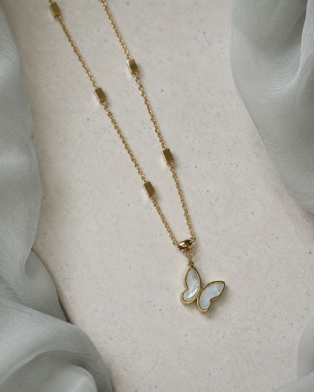 Mother-of-Pearl Butterfly Necklace — view 3
