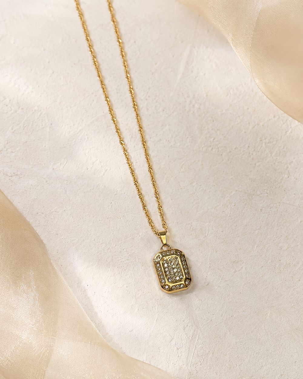 Pavé Emerald-Cut Tag Pendant — view 2