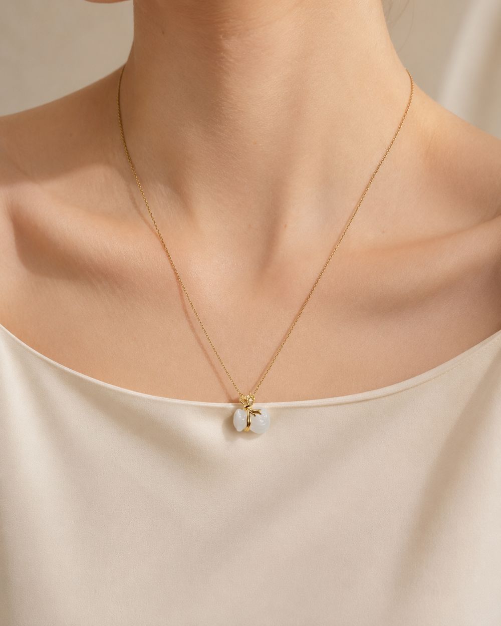 Frosted Quartz Drop Pendant — view 2