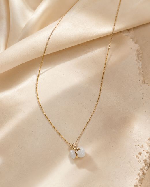 Frosted Quartz Drop Pendant — 18k gold-plated · quartz