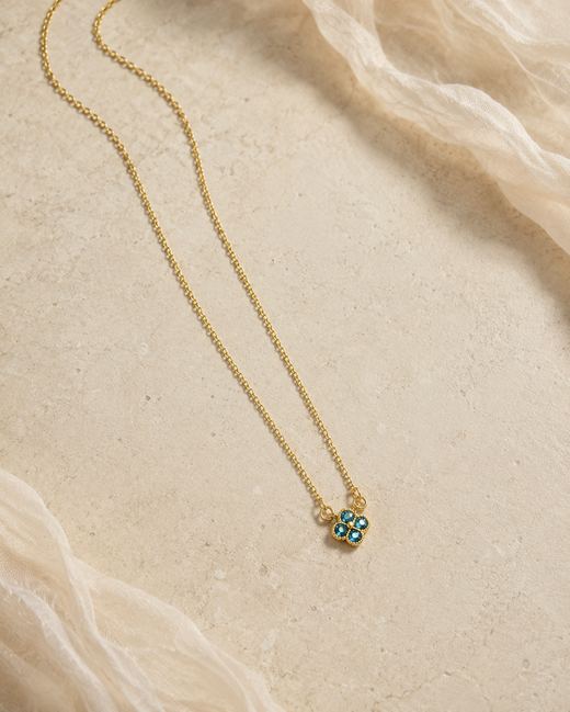 Aquamarine Clover Pendant — 18k gold-plated · blue CZ