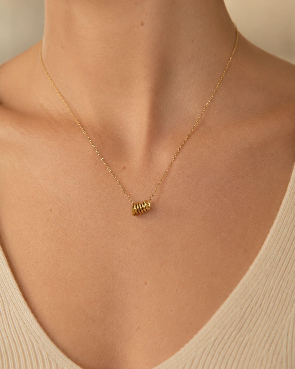Golden Coil Bead Pendant — view 2