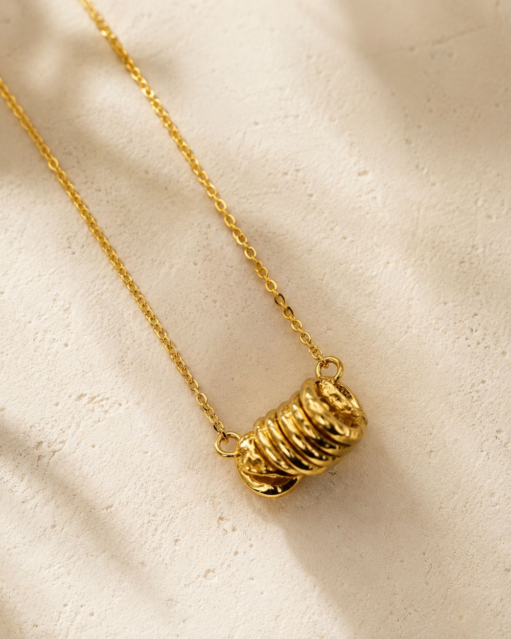 Golden Coil Bead Pendant — view 3