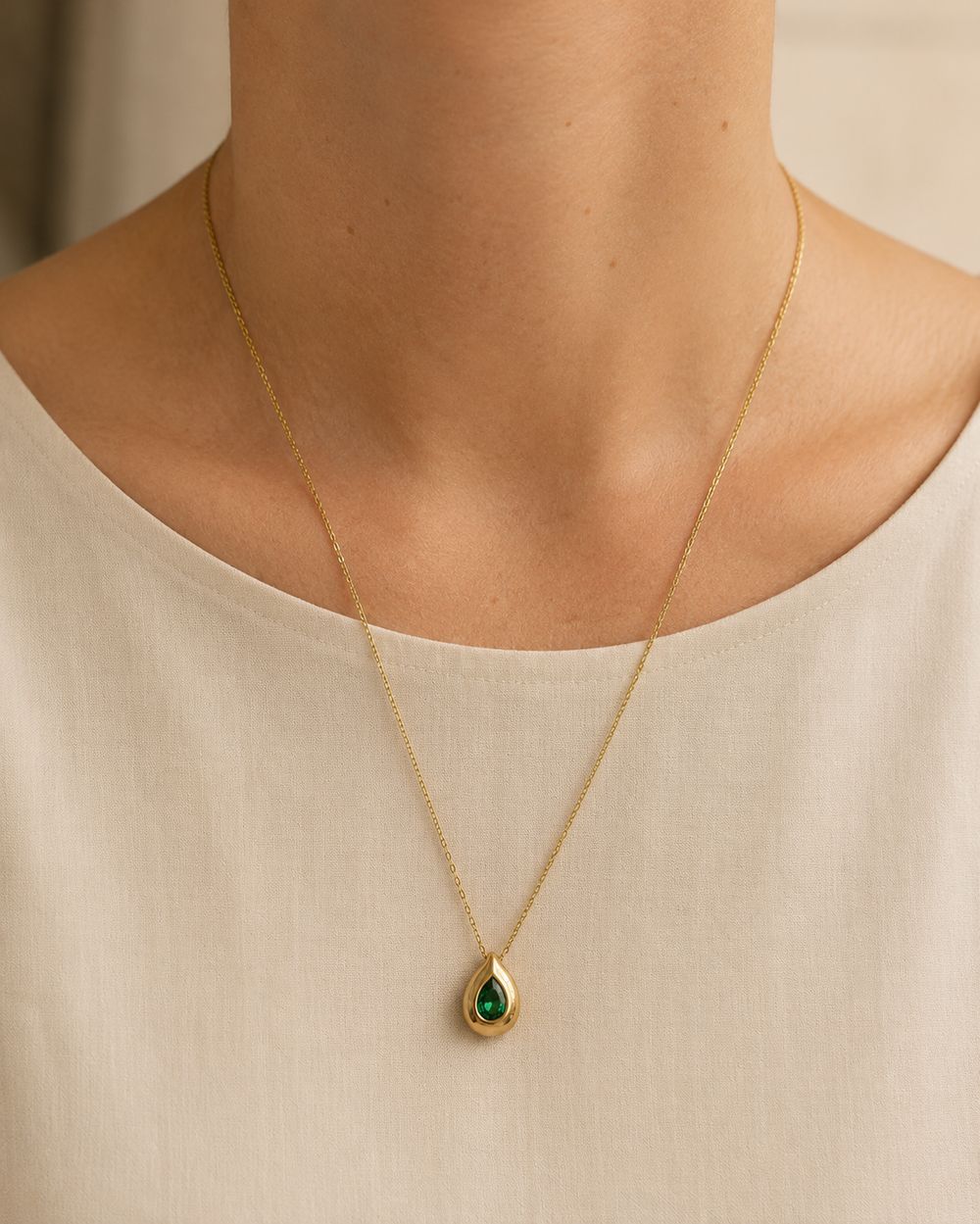Emerald Teardrop Pendant — view 2