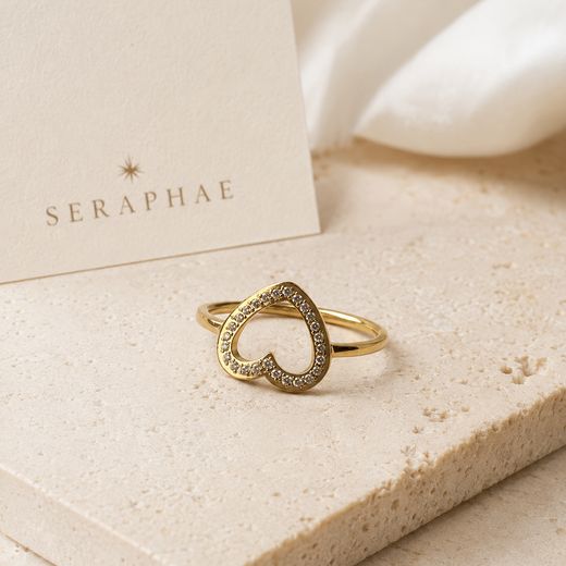 Pavé Heart Ring — 18k gold-plated · CZ