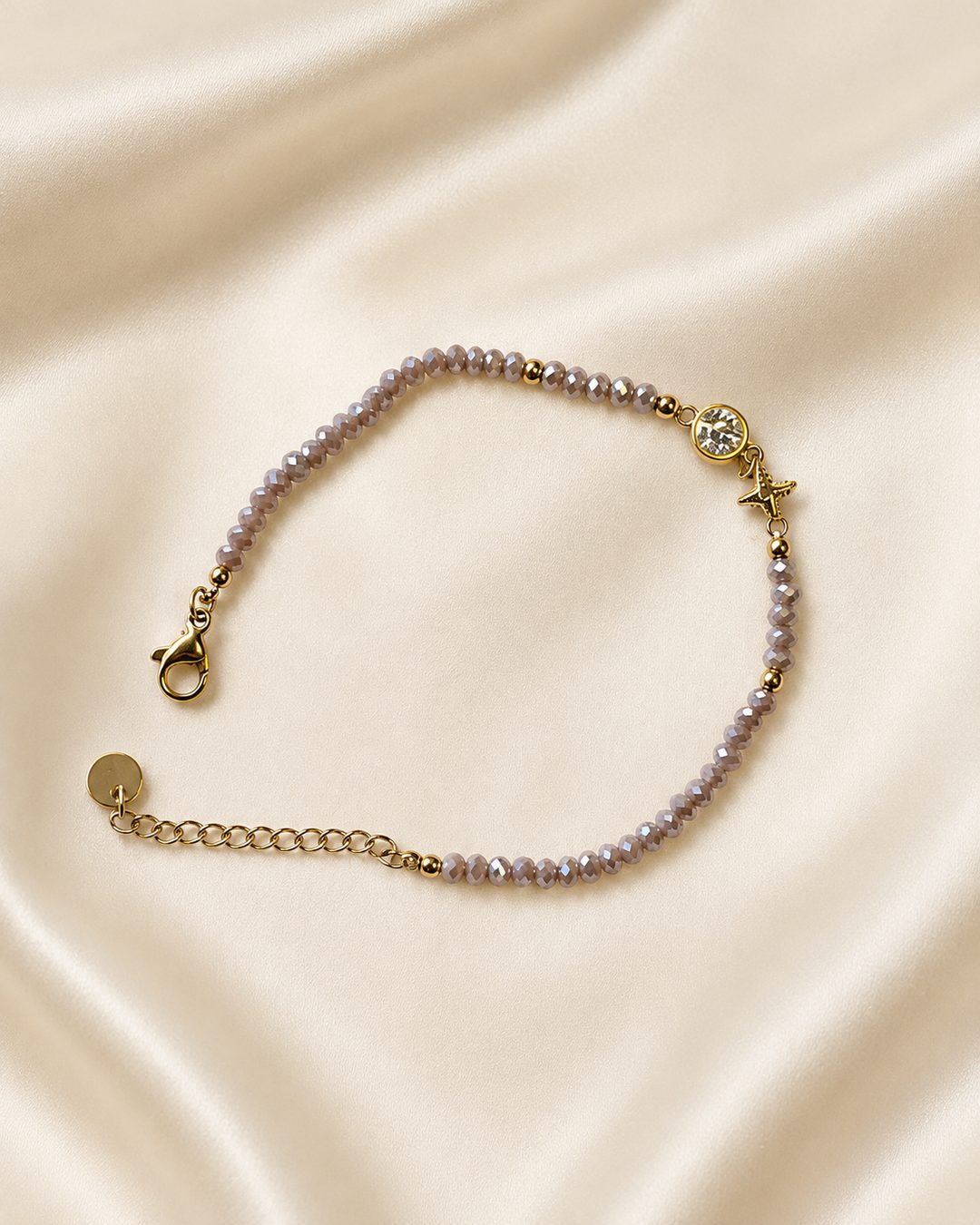 Lavender Crystal Bracelet — 18k gold-plated · crystal beads