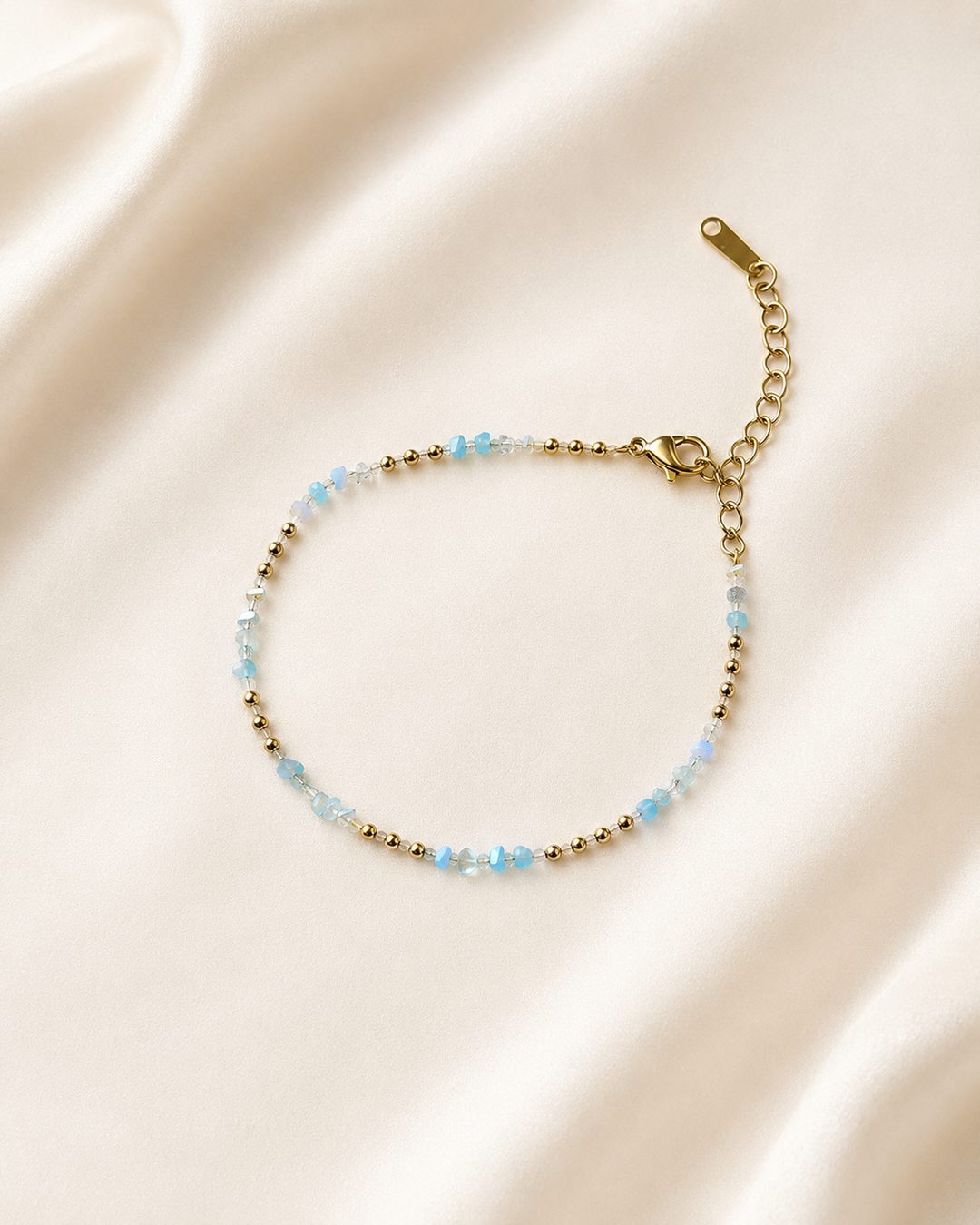 Aqua Bead Bracelet — 18k gold-plated · aqua crystal