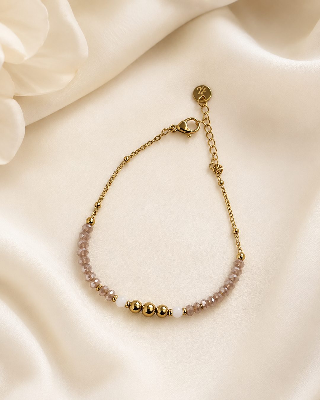 Lilac Bead Bracelet — 18k gold-plated · lilac crystal