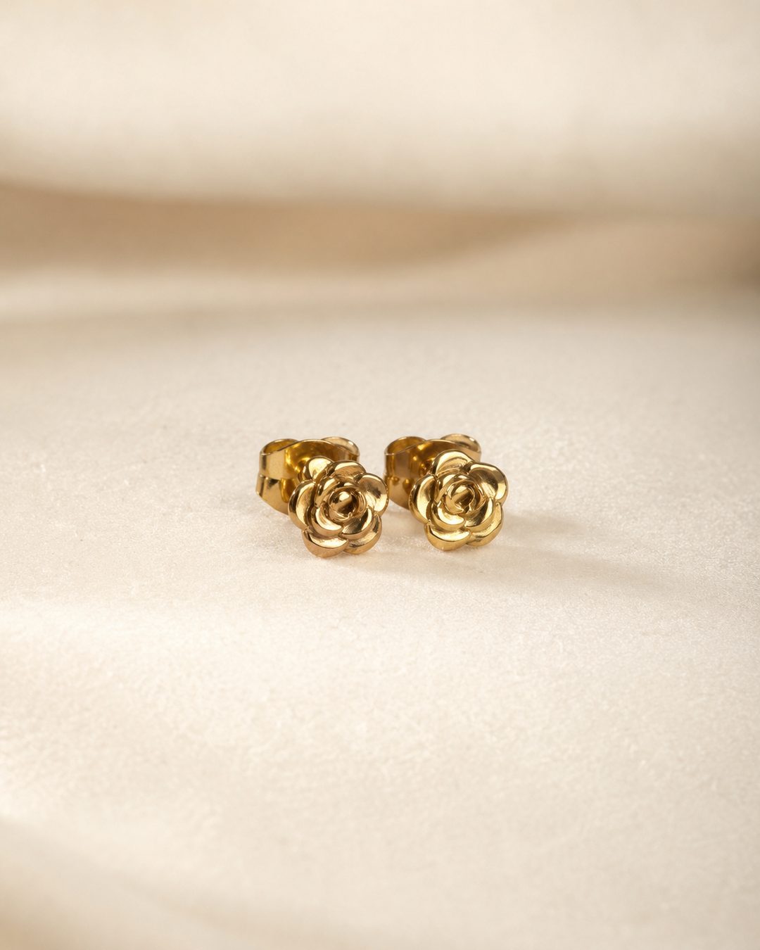 Rose Blossom Studs — 18k gold-plated · CZ