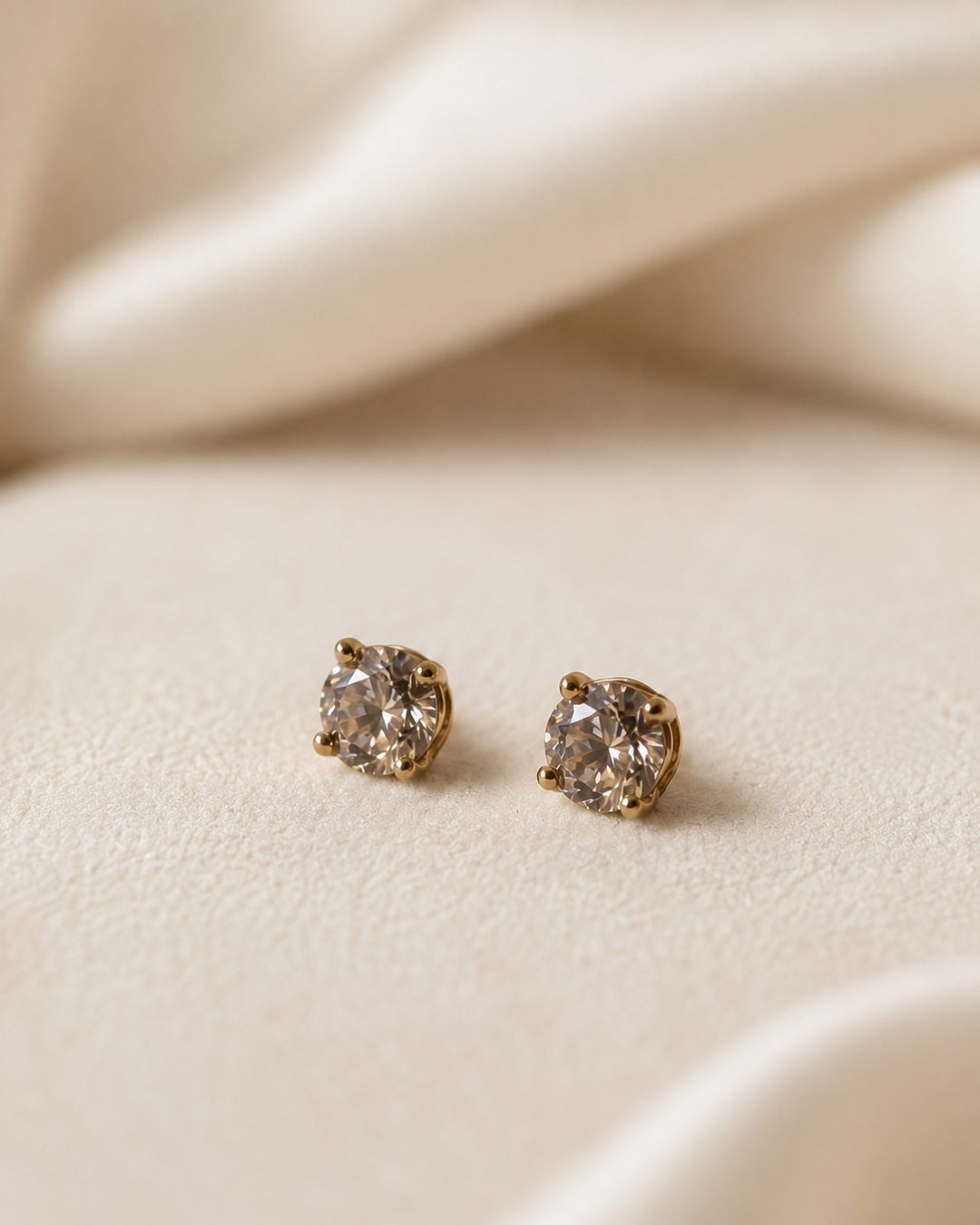 Classic CZ Solitaire Studs — 18k gold-plated · CZ