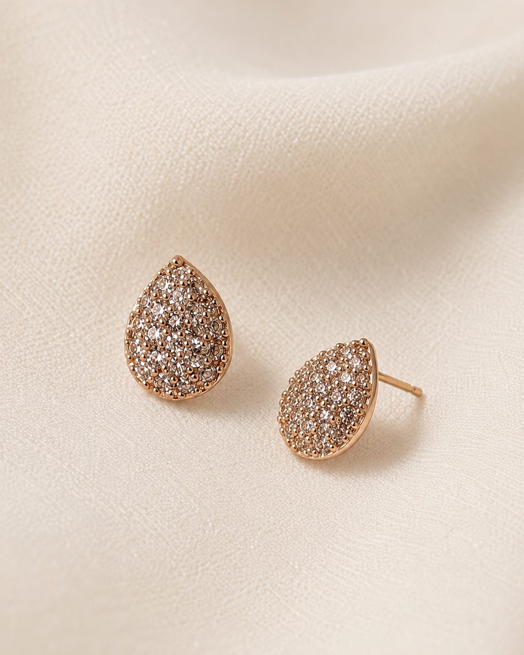 Pavé Teardrop Studs — 18k gold-plated · CZ